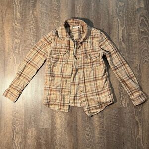 O'Neill Tan and Brown Plaid Shirt